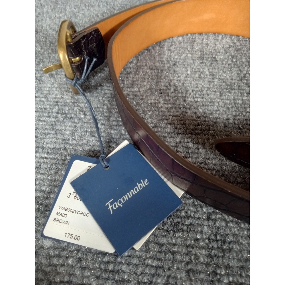 Façonnable Mens Made In Italy Leather Golf Belt Faux Croc Design Brown Size 32US - Picture 4 of 7